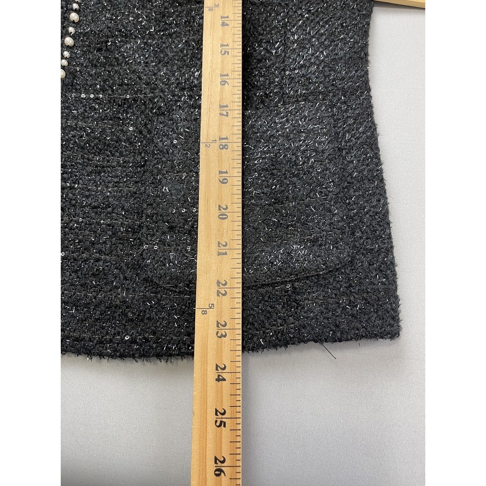 RSVP by Talbots Womens Blazer Jacket 14 Black Tweed Glitter Holiday Cocktail - Picture 7 of 11